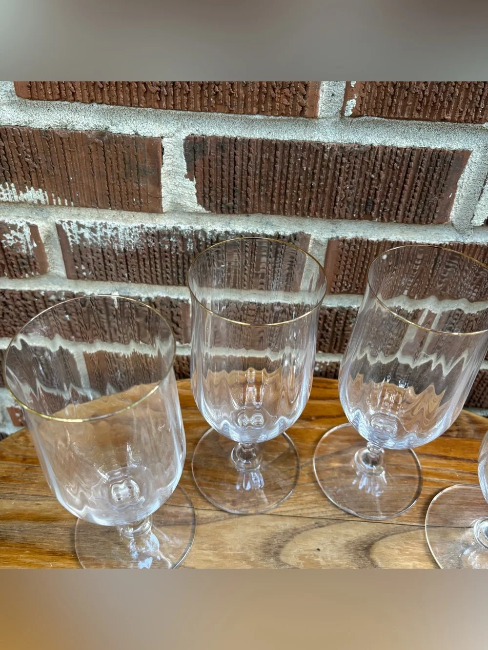 MIKASA Set of 4 Sonata Gold Crystal Iced Tea Water Glasses Discontinued 7 1/4